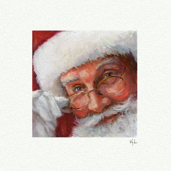 Santa Glasses miniature watercolor reproduction by Karen Libecap