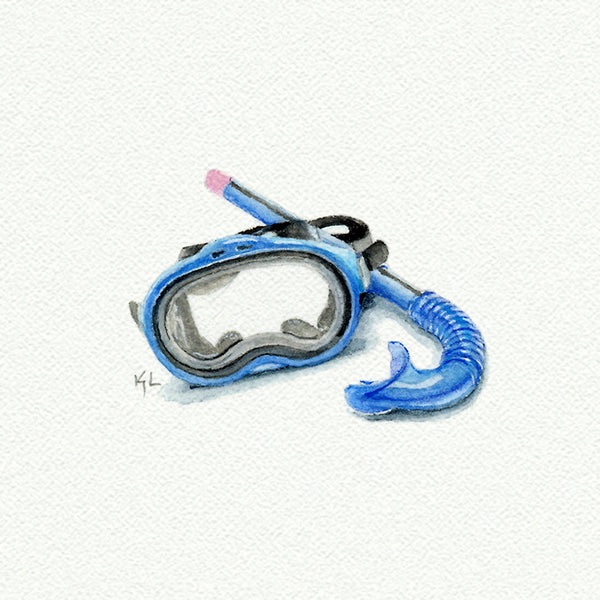 Snorkel Miniature watercolor reproduction by Karen Libecap