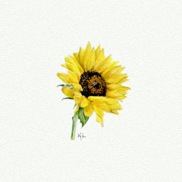 Sunflower Miniature watercolor reproduction by Karen Libecap