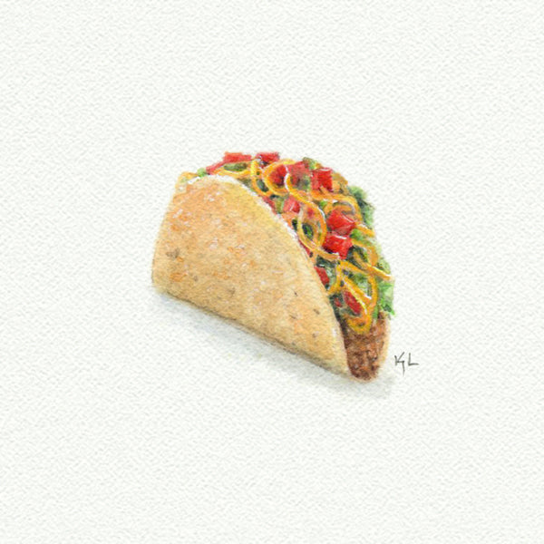 Taco Miniature watercolor reproduction by Karen Libecap