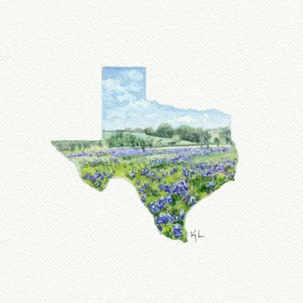 Texas State Landscape #2 Miniature watercolor reproduction by Karen Libecap