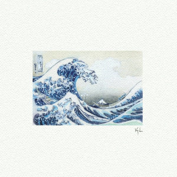 The Great Wave of Kanagawa Miniature watercolor reproduction by Karen Libecap