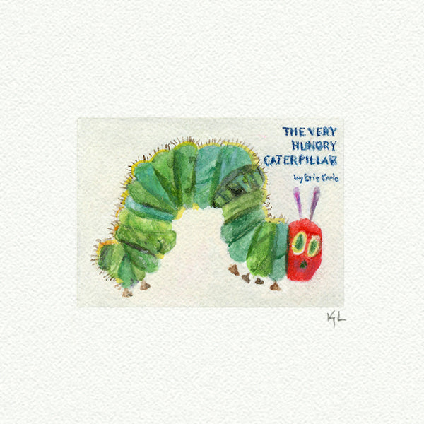 The Very Hungry Caterpillar Miniature watercolor reproduction by Karen Libecap