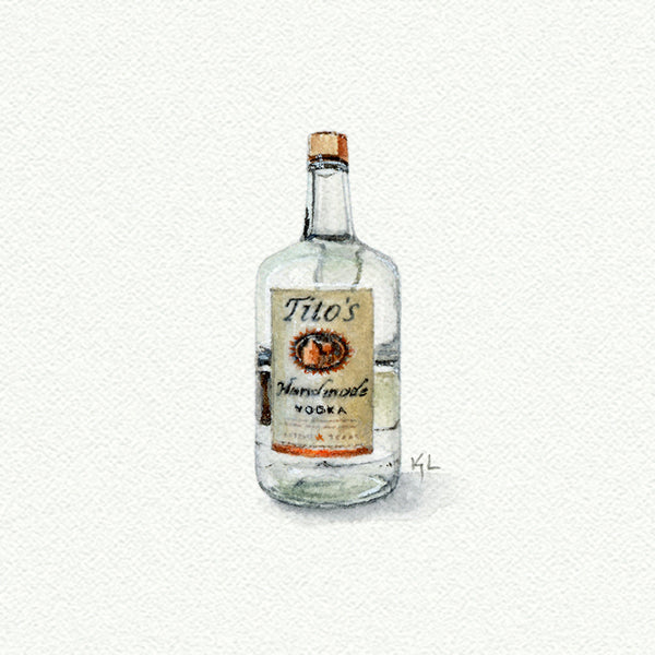 Titos Vodka Miniature watercolor reproduction by Karen Libecap