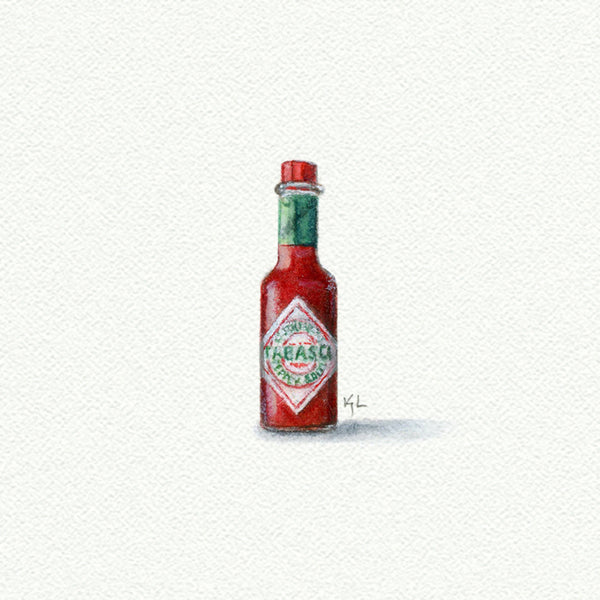 Tobasco Miniature watercolor reproduction by Karen Libecap