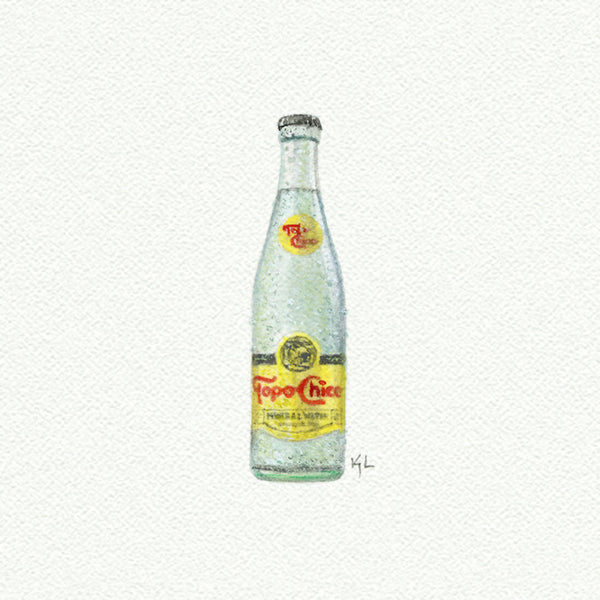 Topo Chico Miniature watercolor reproduction by Karen Libecap