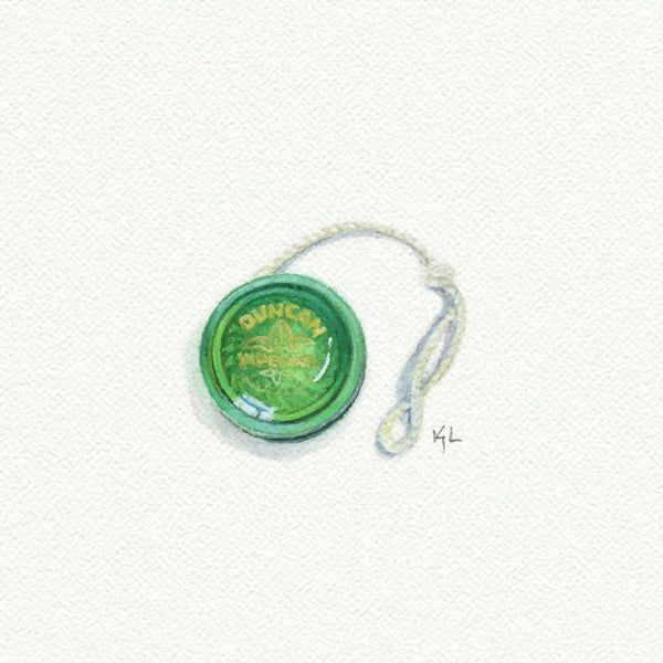 Yoyo Miniature watercolor reproduction by Karen Libecap